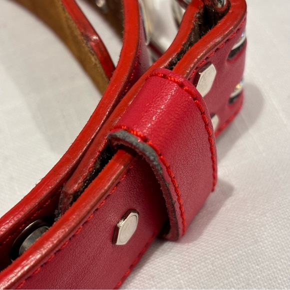Vintage Leather double grommet belt unisex size Small - Picture 6 of 6